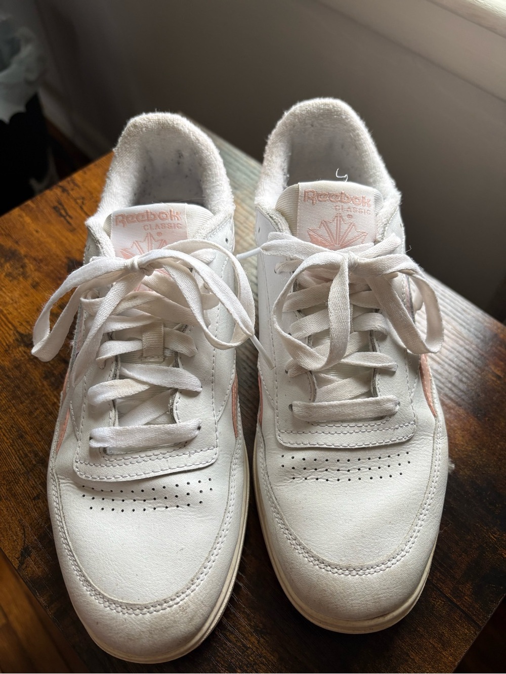 Reebok White Sneakers with Light Pink Accents